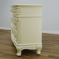 56x18x33-Inch – Victorian Cream Dresser with Ornate Carvings, 7 Drawer