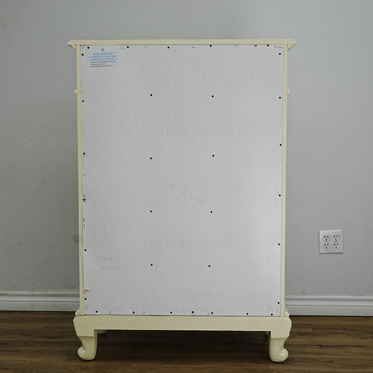 33x18x48-Inch – Victorian Cream Tall Chest with Ornate Carvings, 5 Drawer