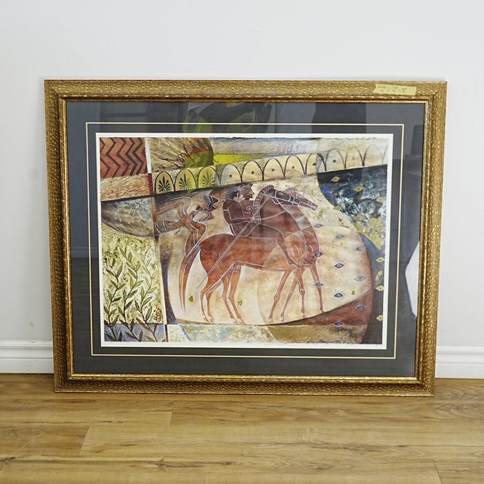 41×1×34‑Inch Framed Artwork – Equestrian Motif with Ornate Gold Frame