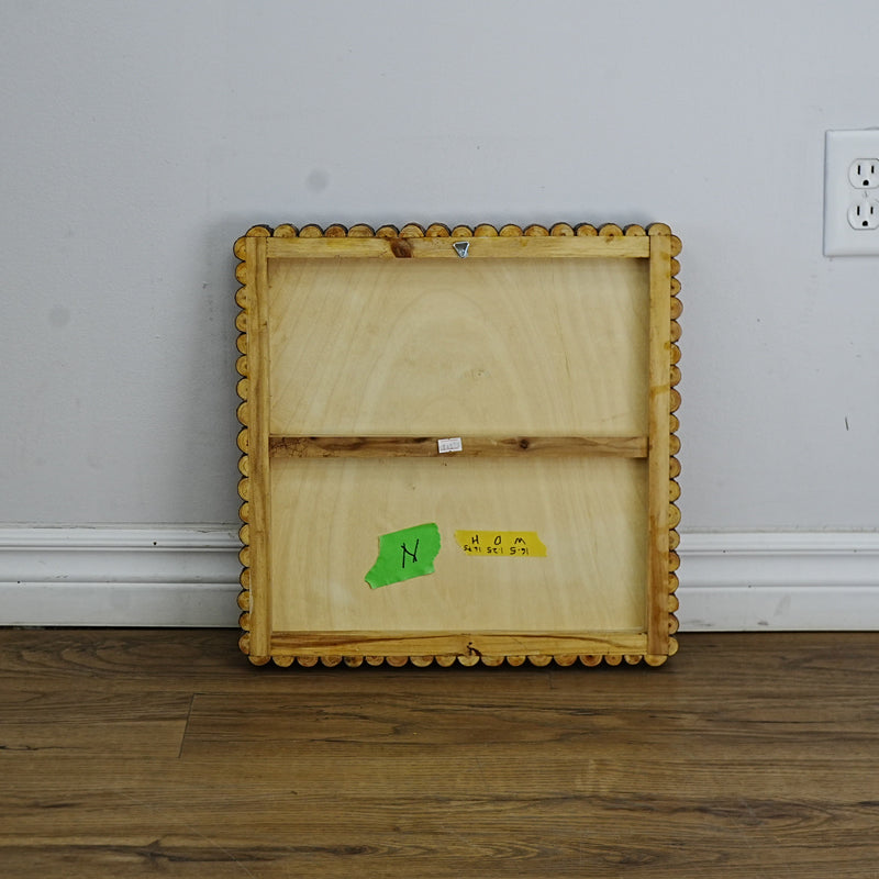 17×1×17‑Inch Framed Artwork – Abstract Wooden Relief with Stylized Face