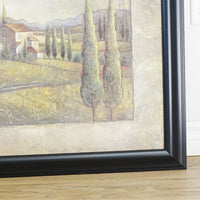 12×1×27‑Inch Framed Artwork, Mediterranean Landscape, Cypress Trees