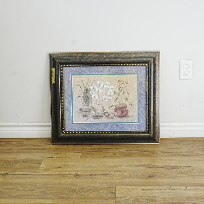 26×1×22‑Inch Framed Artwork – Still Life with Potted Flowers