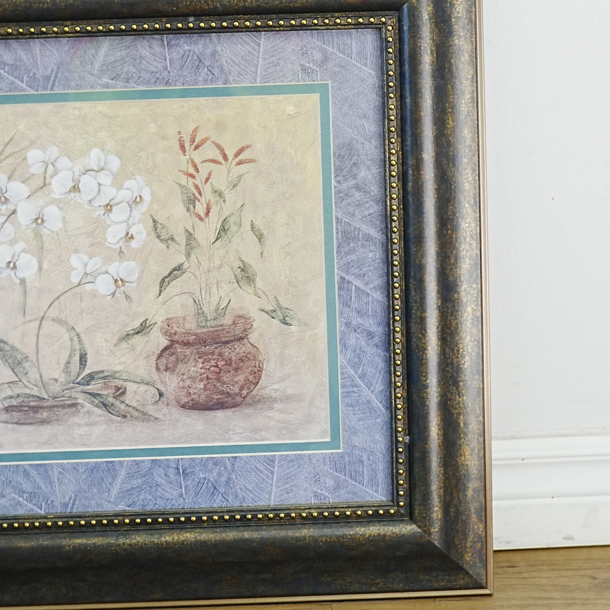 26×1×22‑Inch Framed Artwork – Still Life with Potted Flowers
