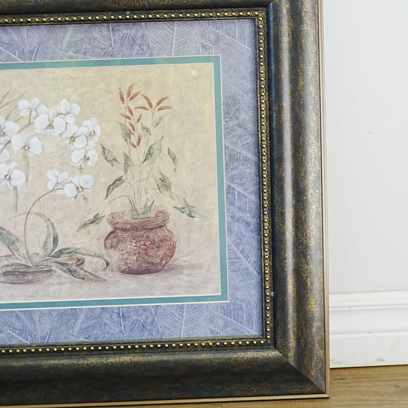 26×1×22‑Inch Framed Artwork – Still Life with Potted Flowers