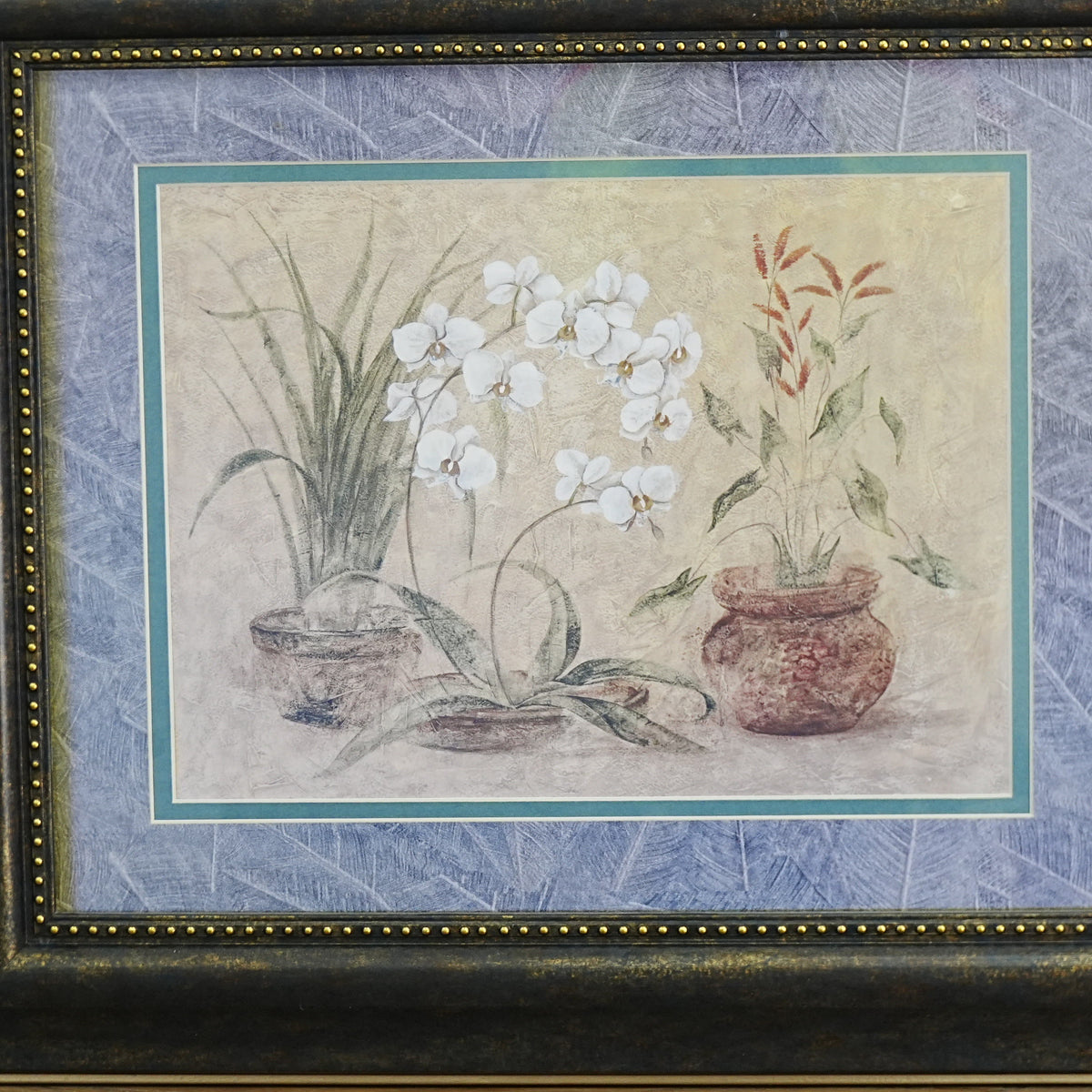 26×1×22‑Inch Framed Artwork – Still Life with Potted Flowers