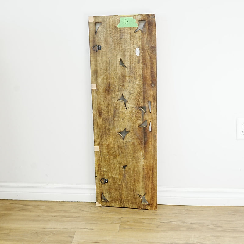 40×1×13‑Inch Decorative Wooden Panel – Carved Leaf Motif with Rustic Finish
