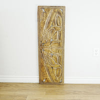40×1×13‑Inch Decorative Wooden Panel – Carved Leaf Motif with Rustic Finish