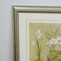 41×1×31‑Inch Framed Artwork – Botanical Illustration of White Orchids