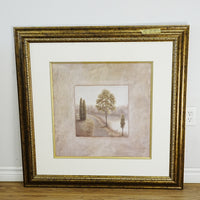 39×1×39‑Inch Framed Artwork – Pastel Landscape with Trees and Path