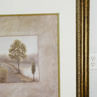 39×1×39‑Inch Framed Artwork – Pastel Landscape with Trees and Path