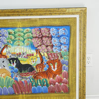 45×1×36‑Inch Framed Artwork – Vibrant Jungle Scene with Wildlife