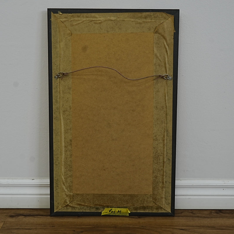 16×1×26‑Inch Framed Artwork – Floral Still Life with Red Vase in Gold Frame