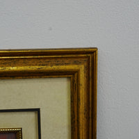 16×1×26‑Inch Framed Artwork – Floral Still Life with Red Vase in Gold Frame