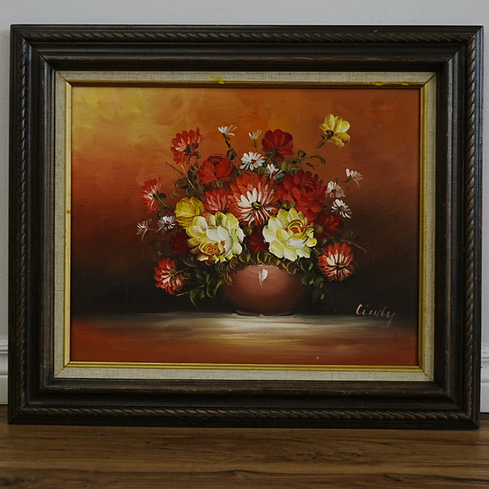 27×2×23‑Inch Framed Artwork – Floral Still Life Painting