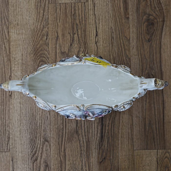 20×9×11‑Inch Centerpiece Bowl – Ceramic with Classical Figural Relief