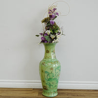 7×7×12‑Inch Decorative Ceramic Vase – Floral Relief with Flared Rim