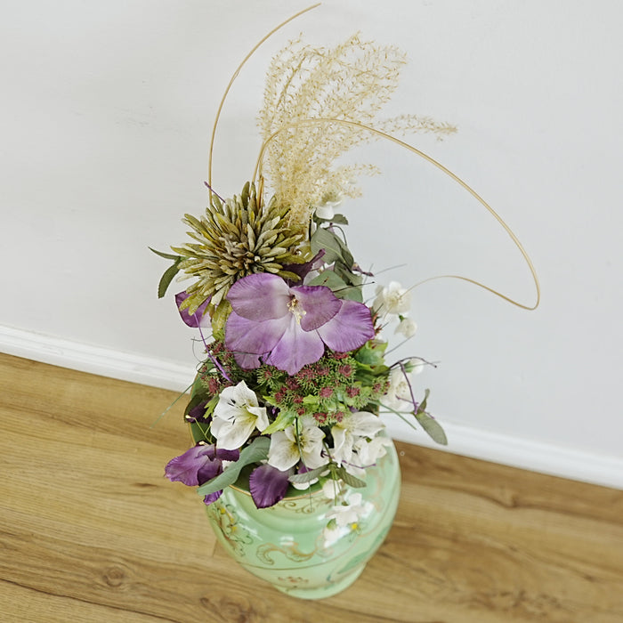7×7×12‑Inch Decorative Ceramic Vase – Floral Relief with Flared Rim