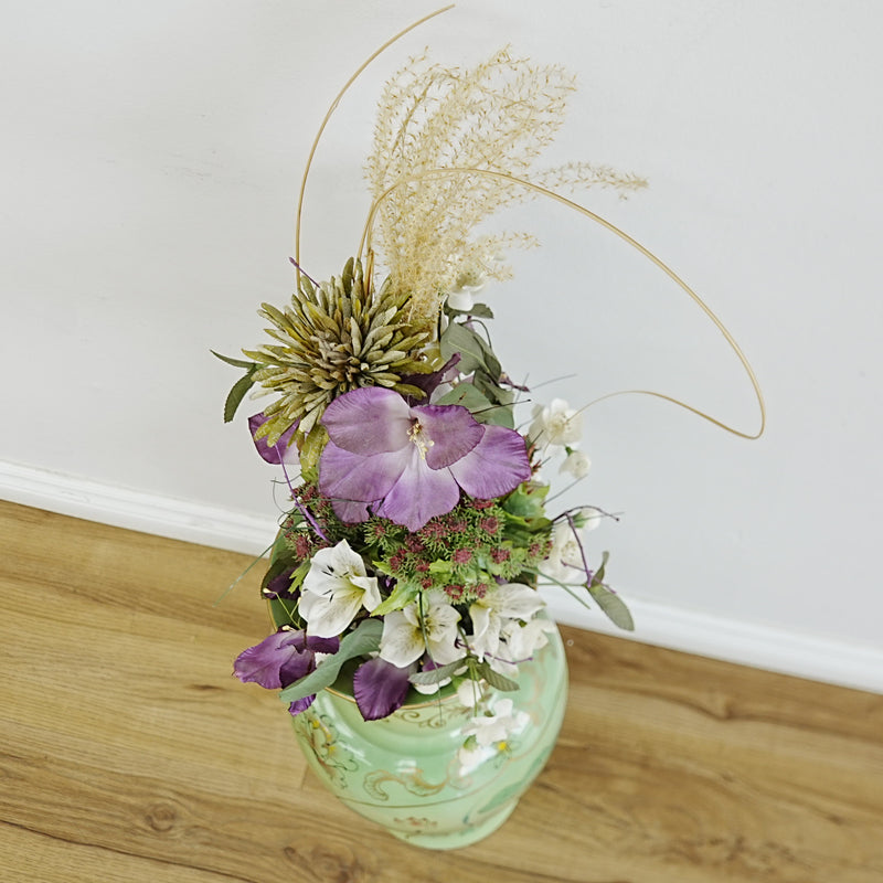 7×7×12‑Inch Decorative Ceramic Vase – Floral Relief with Flared Rim
