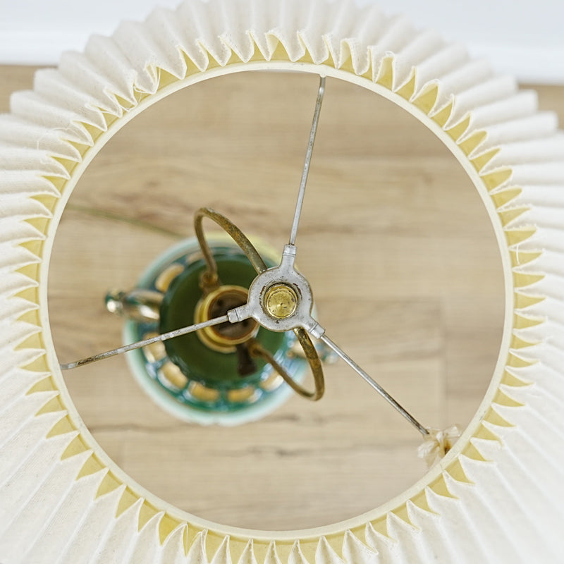 18×5×29‑Inch Table Lamp – Floral Ceramic Base with Beige Pleated Shade