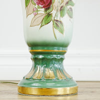 18×5×29‑Inch Table Lamp – Floral Ceramic Base with Beige Pleated Shade