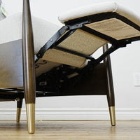 28×32×41–Inch Armchair in Grey – Manual Recliner, Brass‑Tipped Legs