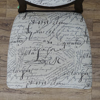 22×26×38–Inch Side Chair – Script‑Print Upholstery, Oval Back