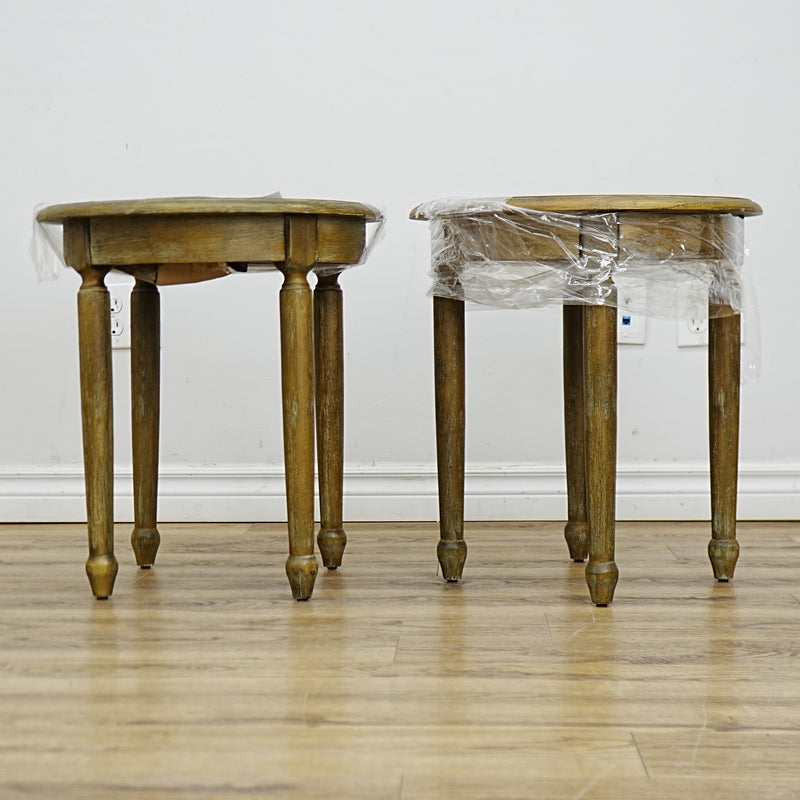 18 W x 20 H–Inch Compact Round Side Table – Solid Wood, Natural Finish