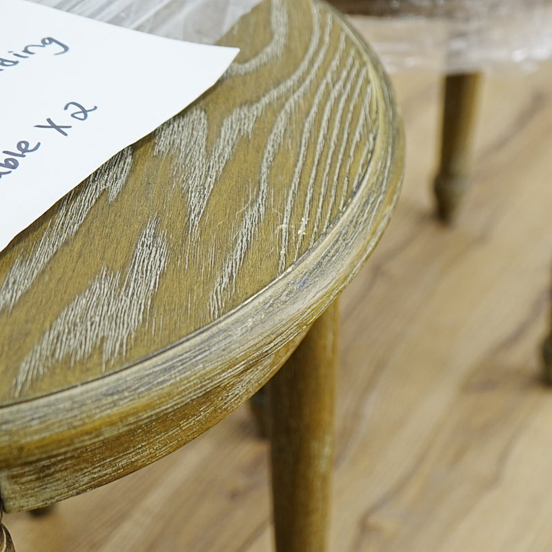 18 W x 20 H–Inch Compact Round Side Table – Solid Wood, Natural Finish