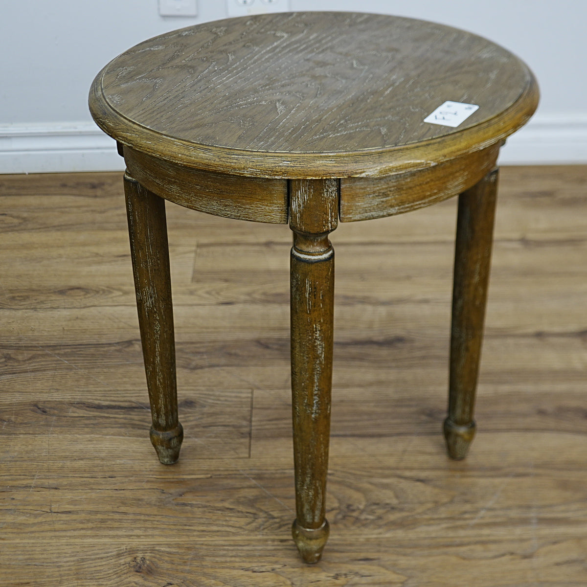18 W x 20 H–Inch Compact Round Side Table – Solid Wood, Natural Finish
