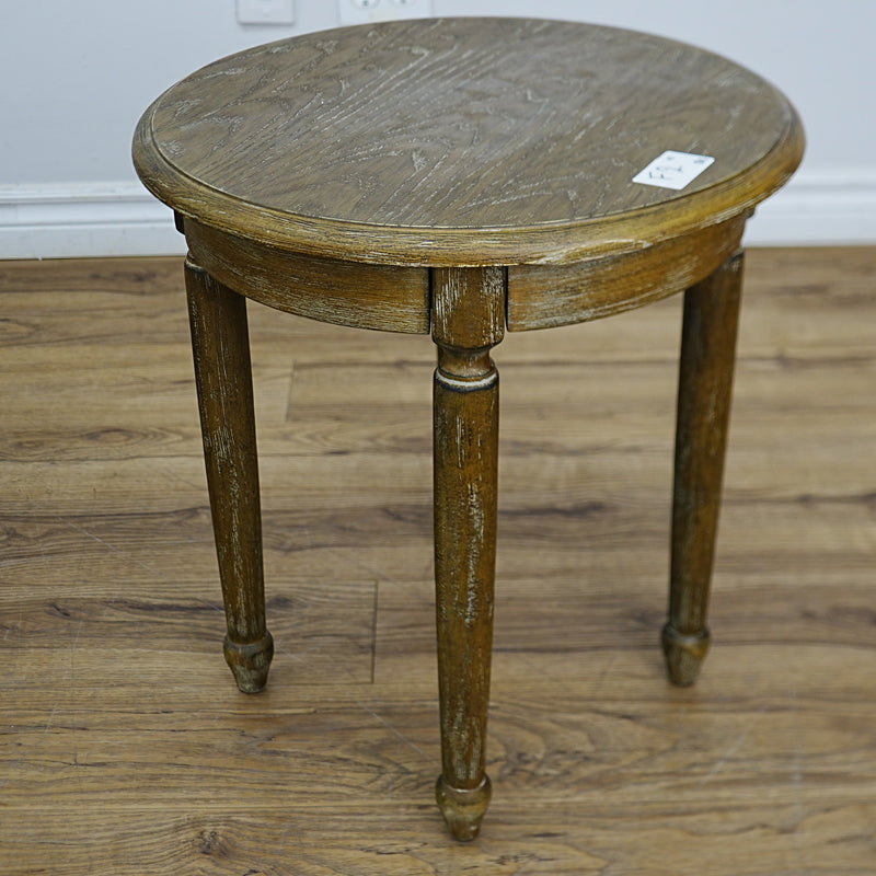 18 W x 20 H–Inch Compact Round Side Table – Solid Wood, Natural Finish