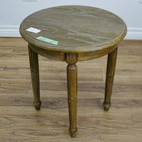 18 W x 20 H–Inch Compact Round Side Table – Solid Wood, Natural Finish
