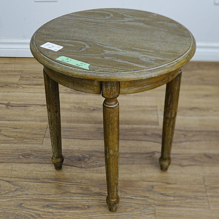 18 W x 20 H–Inch Compact Round Side Table – Solid Wood, Natural Finish