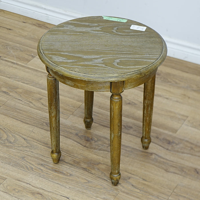 18 W x 20 H–Inch Compact Round Side Table – Solid Wood, Natural Finish