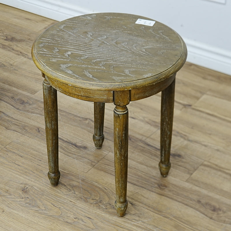 18 W x 20 H–Inch Compact Round Side Table – Solid Wood, Natural Finish
