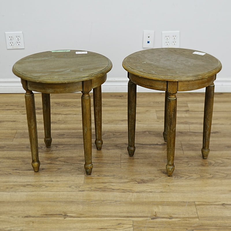 18 W x 20 H–Inch Compact Round Side Table – Solid Wood, Natural Finish