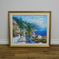 30×1×25–Inch Ornate Gold Framed Coastal Painting — Signed CHAPMAN