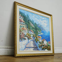 30×1×25–Inch Ornate Gold Framed Coastal Painting — Signed CHAPMAN