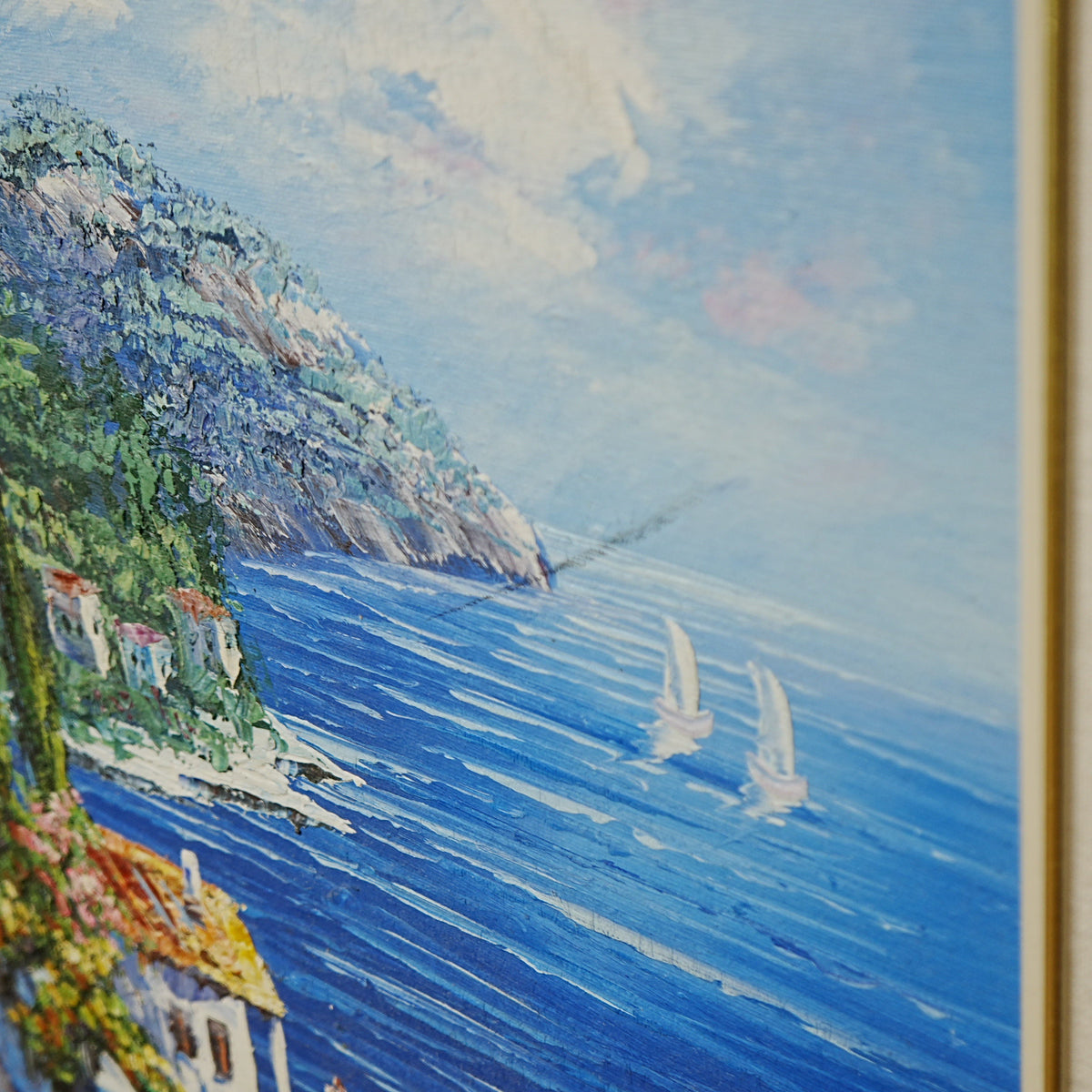 30×1×25–Inch Ornate Gold Framed Coastal Painting — Signed CHAPMAN