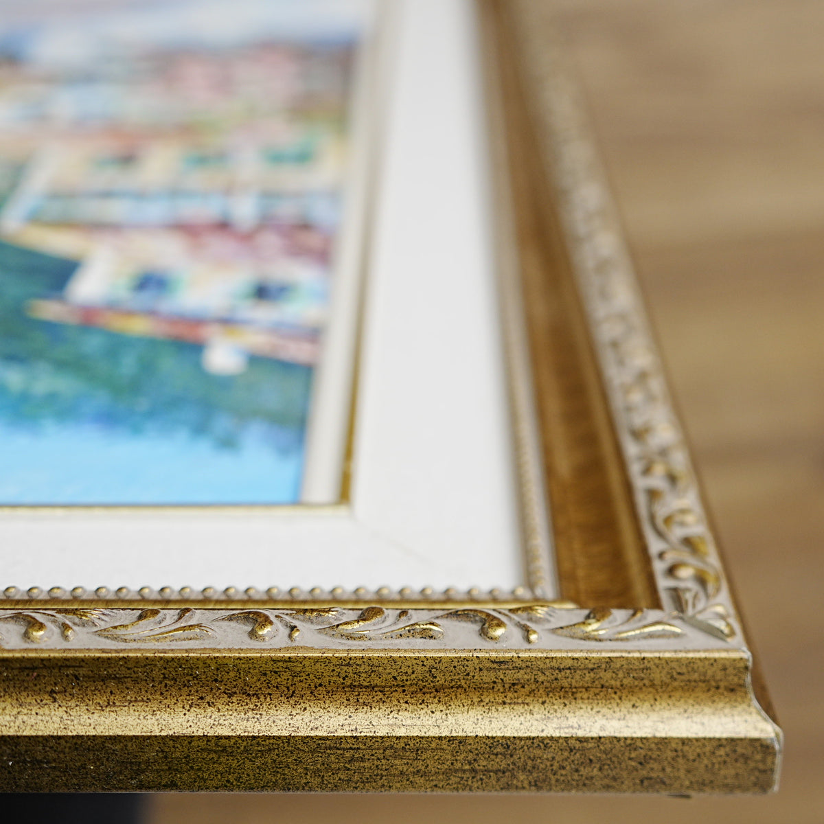 30×1×25–Inch Ornate Gold Framed Coastal Painting — Signed CHAPMAN