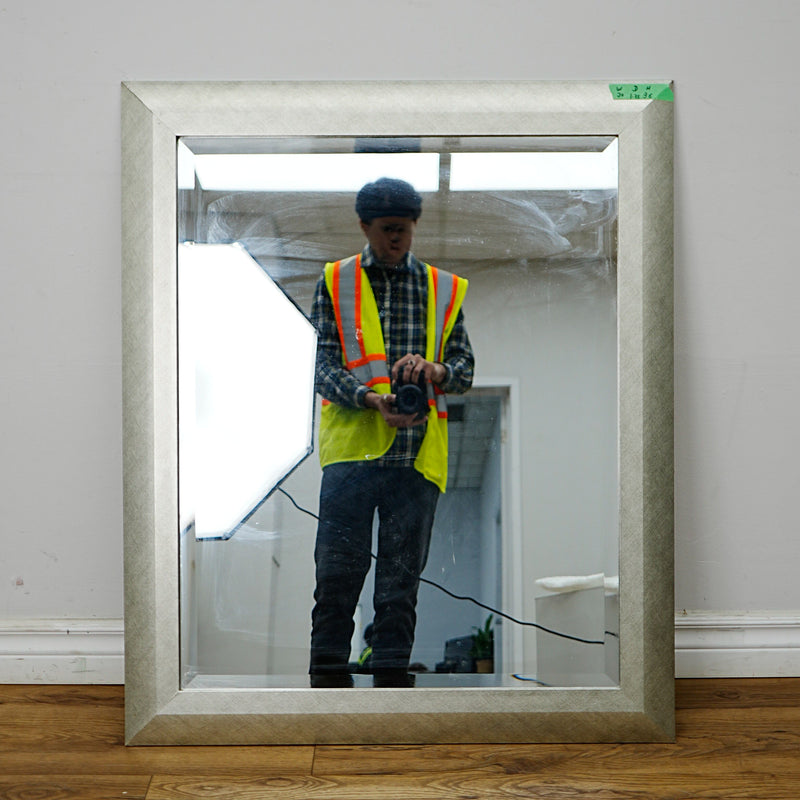 30×1.25×36–Inch Full‑Length Mirror — Angled Textured Frame, Wood Core