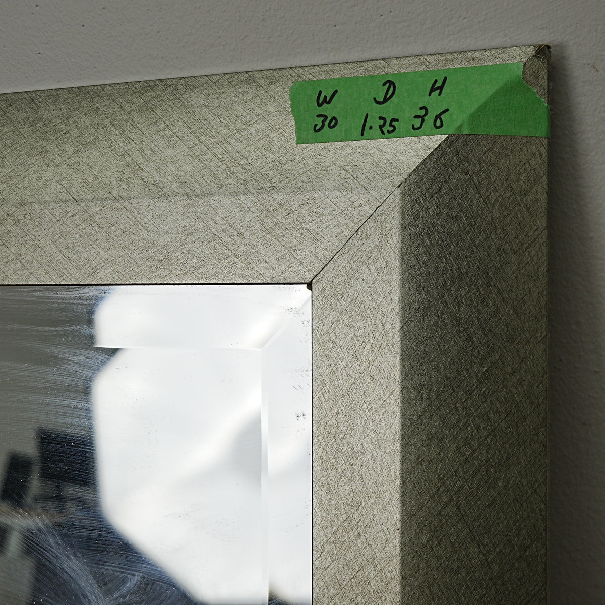 30×1.25×36–Inch Full‑Length Mirror — Angled Textured Frame, Wood Core