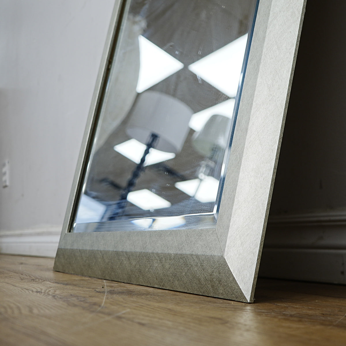 30×1.25×36–Inch Full‑Length Mirror — Angled Textured Frame, Wood Core