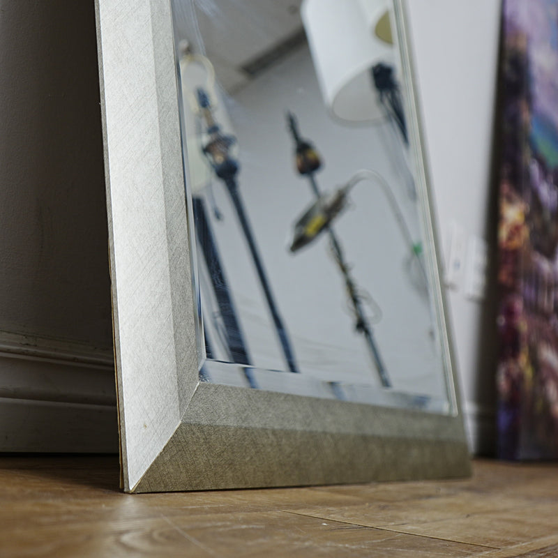 30×1.25×36–Inch Full‑Length Mirror — Angled Textured Frame, Wood Core