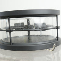 Cylindrical Caged 2-Light Pendant in Black with Textured Glass Diffuser, 43-in Dia. (44015-LWU)