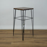 11.75-inch Square Wood End Table with Metal Legs