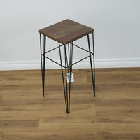 11.75-inch Square Wood End Table with Metal Legs