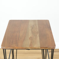 11.75-inch Square Wood End Table with Metal Legs