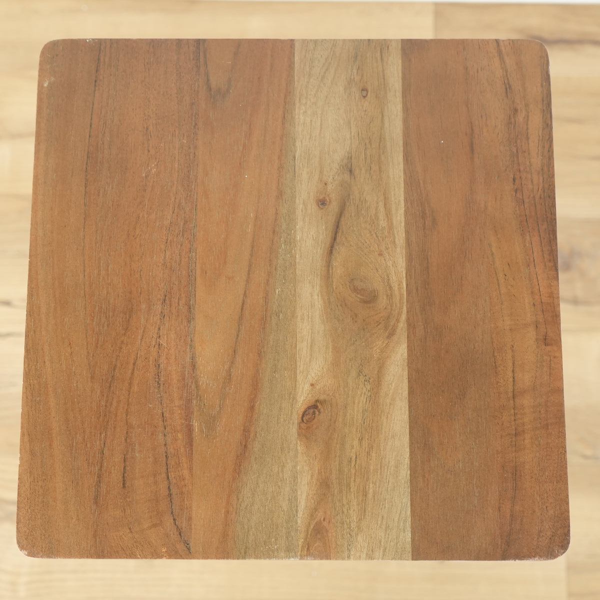 11.75-inch Square Wood End Table with Metal Legs