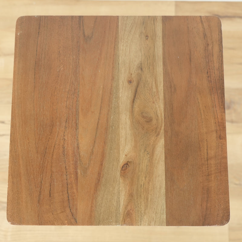 11.75-inch Square Wood End Table with Metal Legs