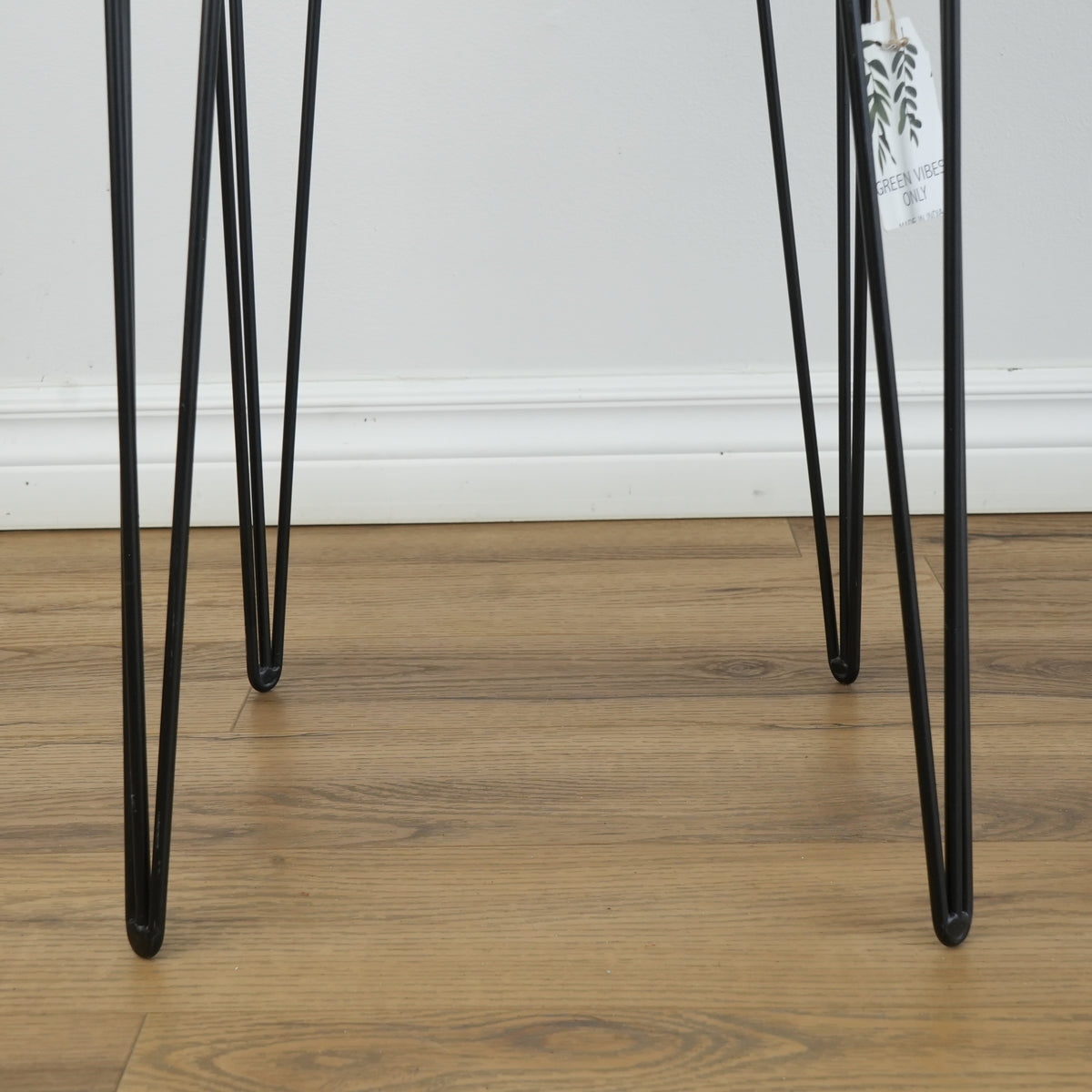 11.75-inch Square Wood End Table with Metal Legs